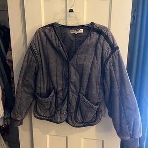 Free People Charcoal Quilted Jacket